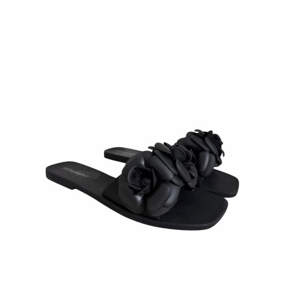 Jeffrey Campbell Sandals Womens Size 10 Jelly Slides Floral in Black - Picture 3 of 7